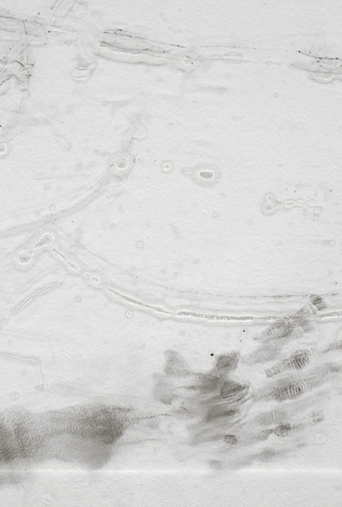 transparent acrylic panels display layered imprints of human traces and graffiti, captured from Berlin’s subway and bus shelters, revealing hidden histories and tensions in urban spaces