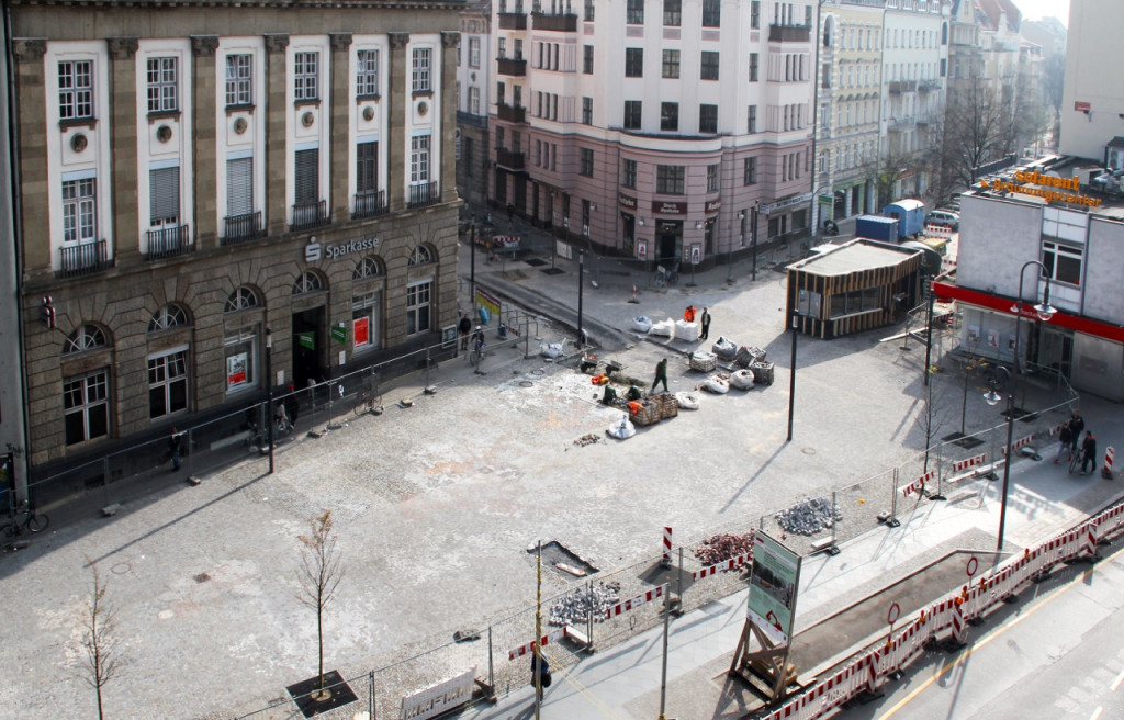 Construction site for a plaza with paving stones in Berlin