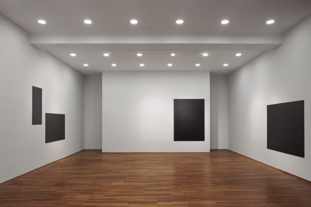installation features a series of paired white and black rectangles reflecting cultural loss, Blindstrom for Kazimir, 2023, Nadia Kaabi-Linke