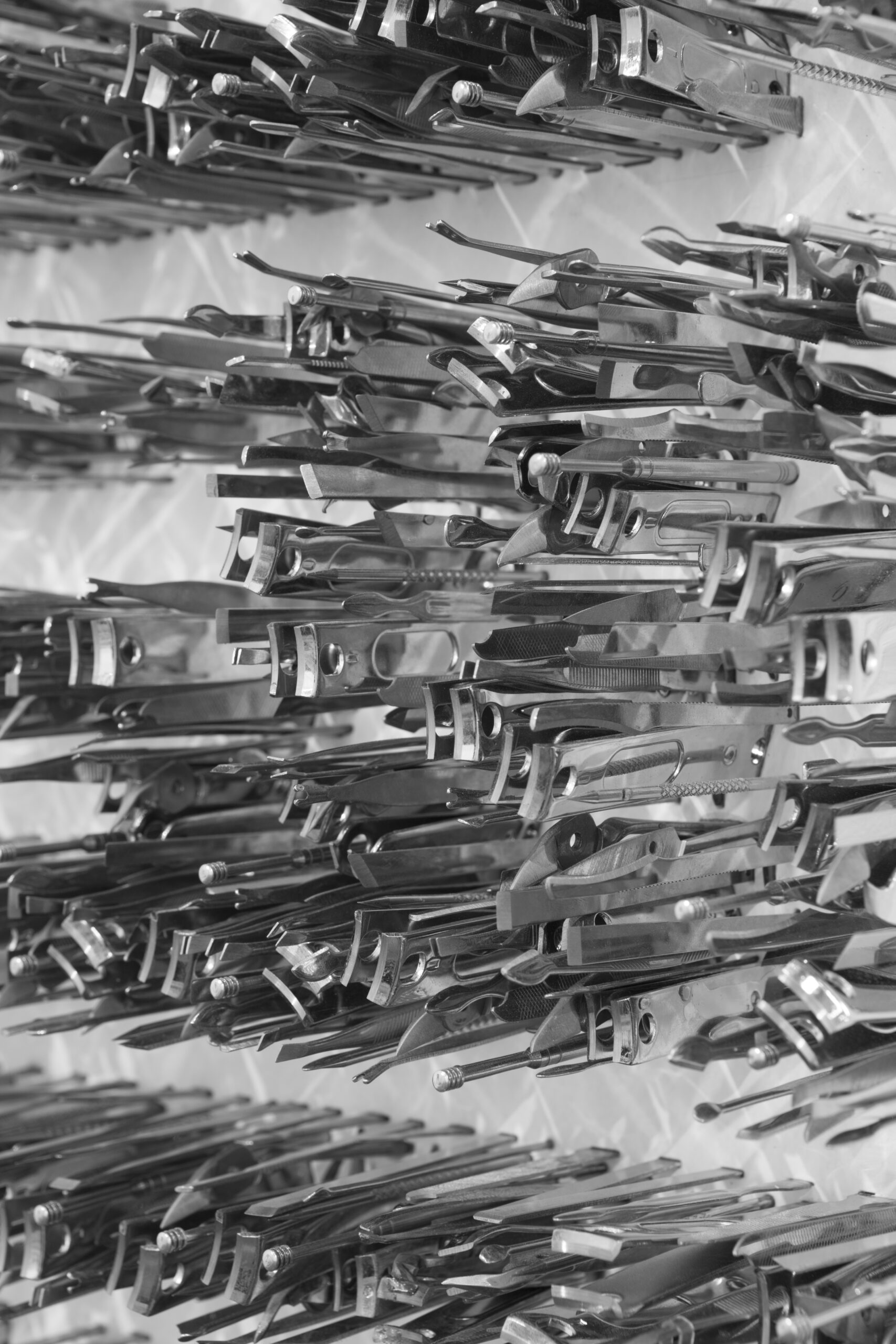 Sculpture created from hundreds of sets of manicure and pedicure instruments.