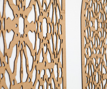 Oriental pattern sacred geometry, laser cut in MDF board. Nadia Kaabi-Linke, A Shadow of a Shadow of a…