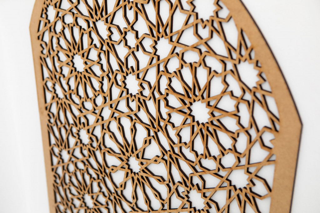 Oriental pattern sacred geometry,, laser cut in MDF board