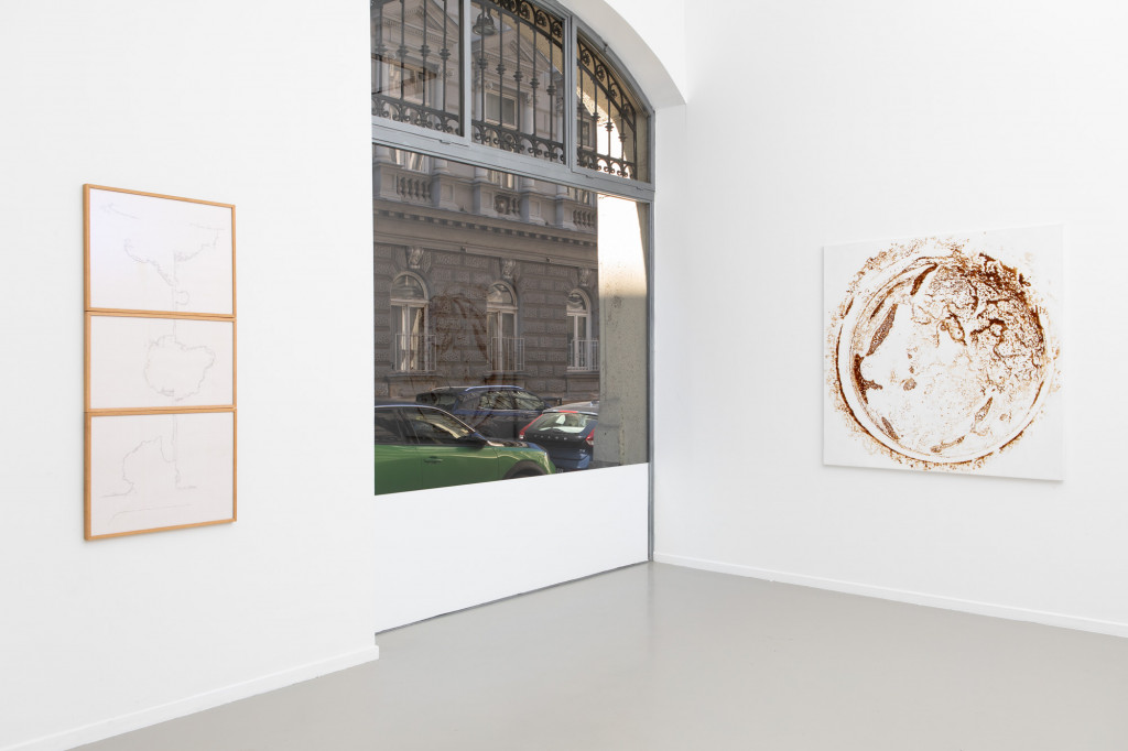 Nadia Kaabi-Linke's Ascending Cycles exhibition with Exhibition Road, Mare Crisium, and window to the street