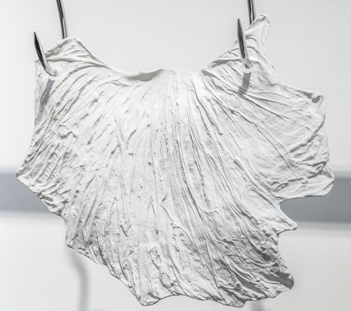 This image shows the omasum, the third of the four stomachs of a ruminant, casted in porcelain.