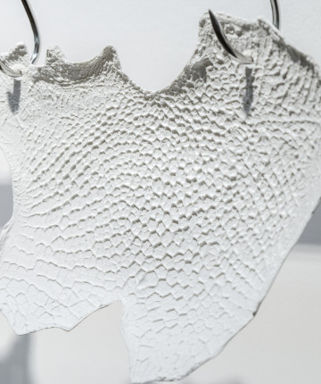 This image shows the reticulum, the second of the four stomachs of a ruminant, casted in porcelain.