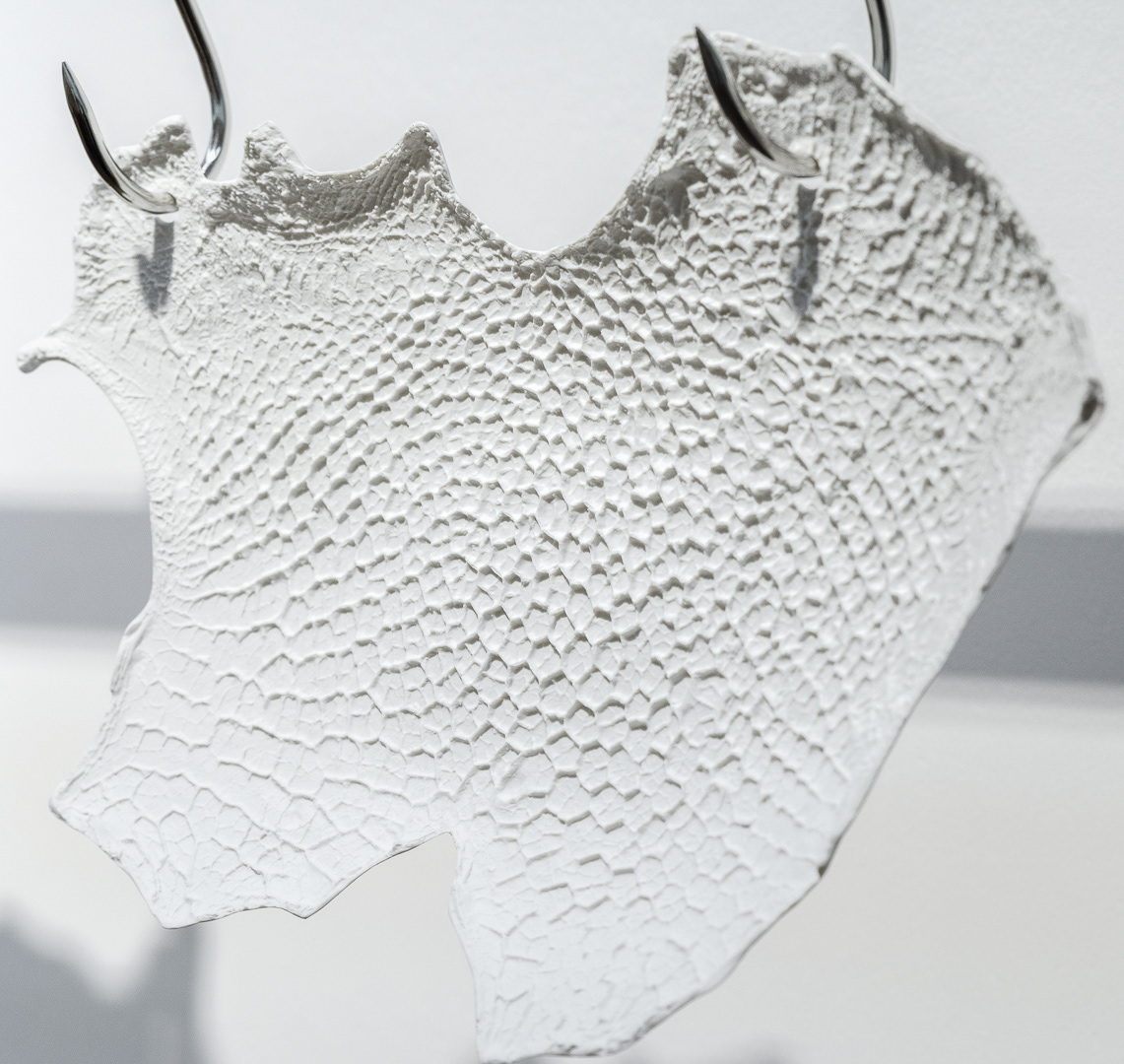 This image shows the reticulum, the second of the four stomachs of a ruminant, casted in porcelain.
