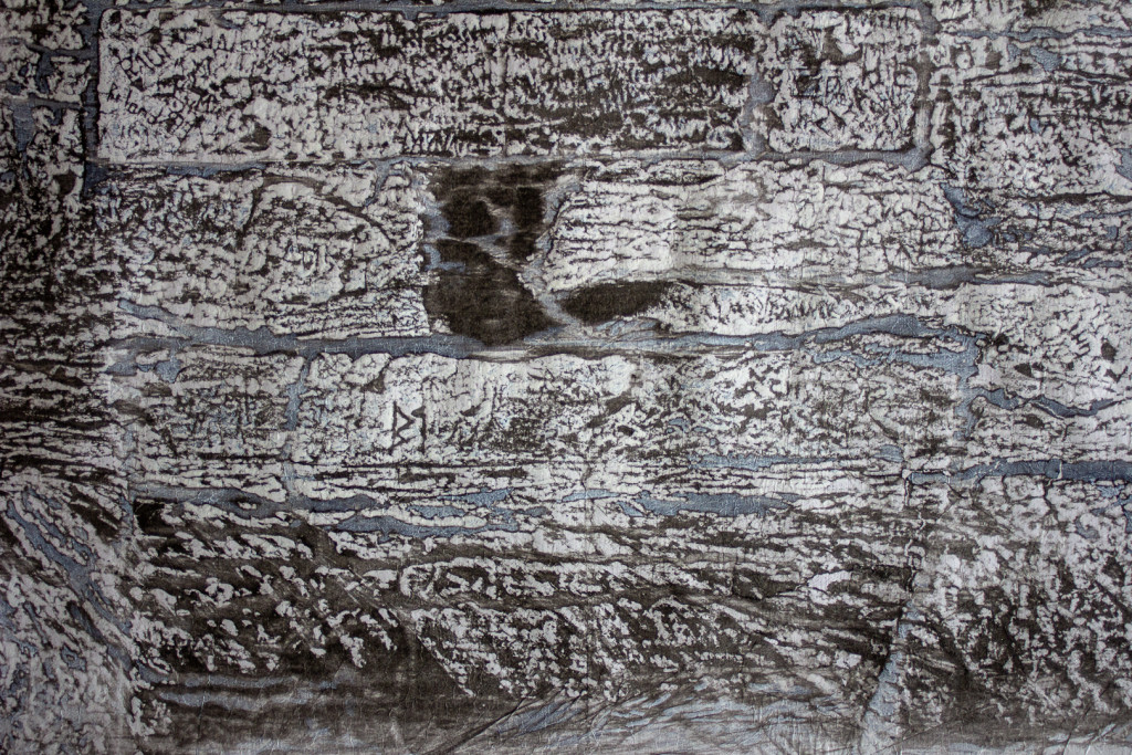 Transfer prints of detail rich engravings in black, white and blue color tones