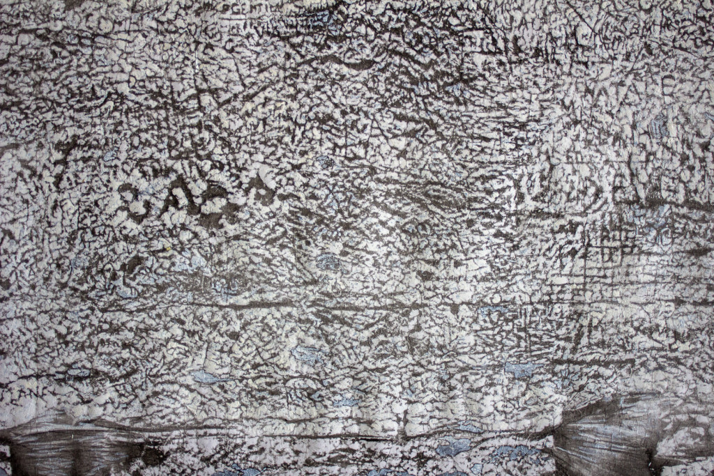 Transfer prints of detail rich engravings in black, white and blue color tones