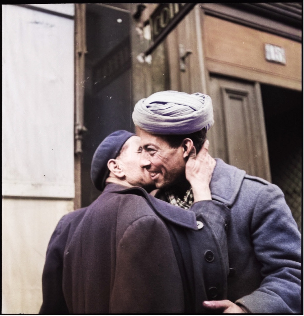 Moroccan Tirailleur was welcomed by a French man.