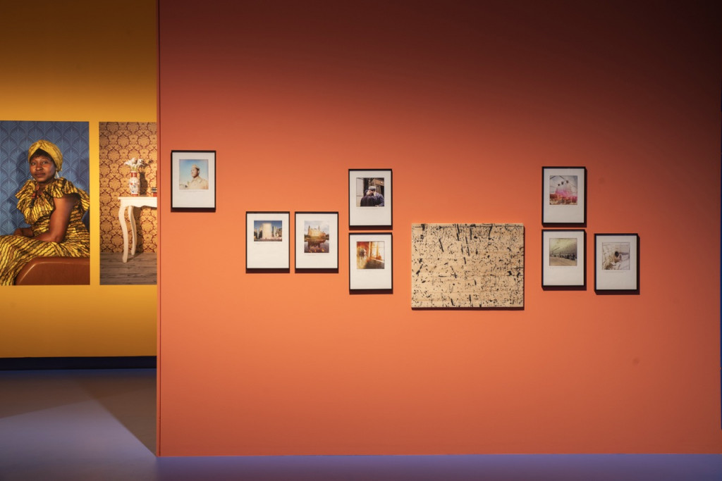 Art gallery with photographs and mixed media