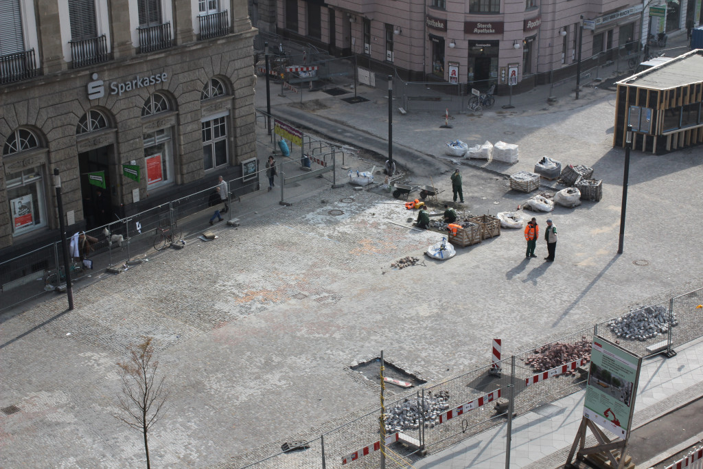 Realisation of the Meinstein project. Construction site Alfred-Scholz-Plaza, Berlin Neukölln.