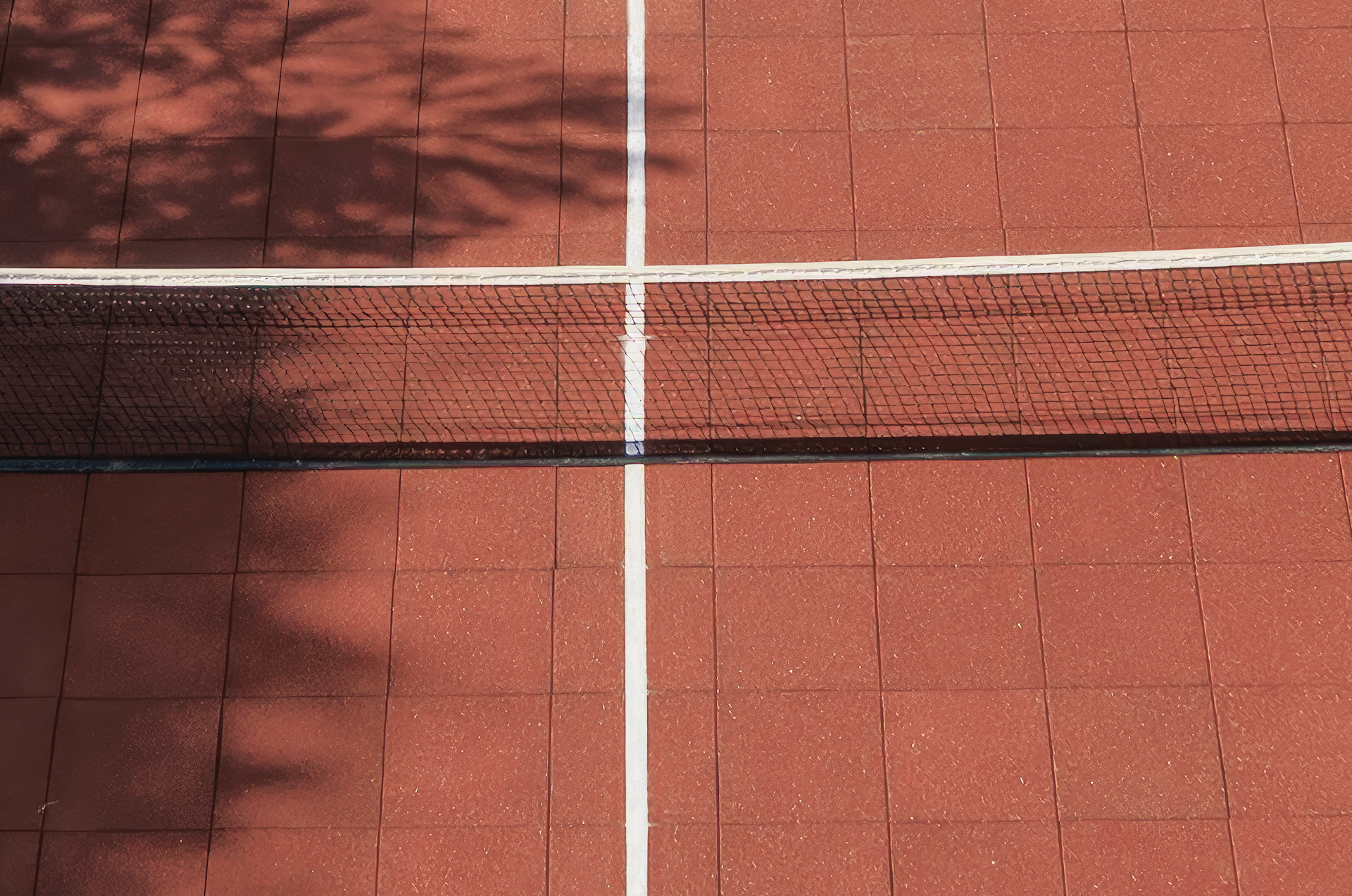 Lines and net of a tennis court