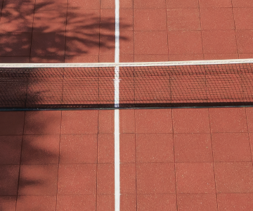Lines and net of a tennis court